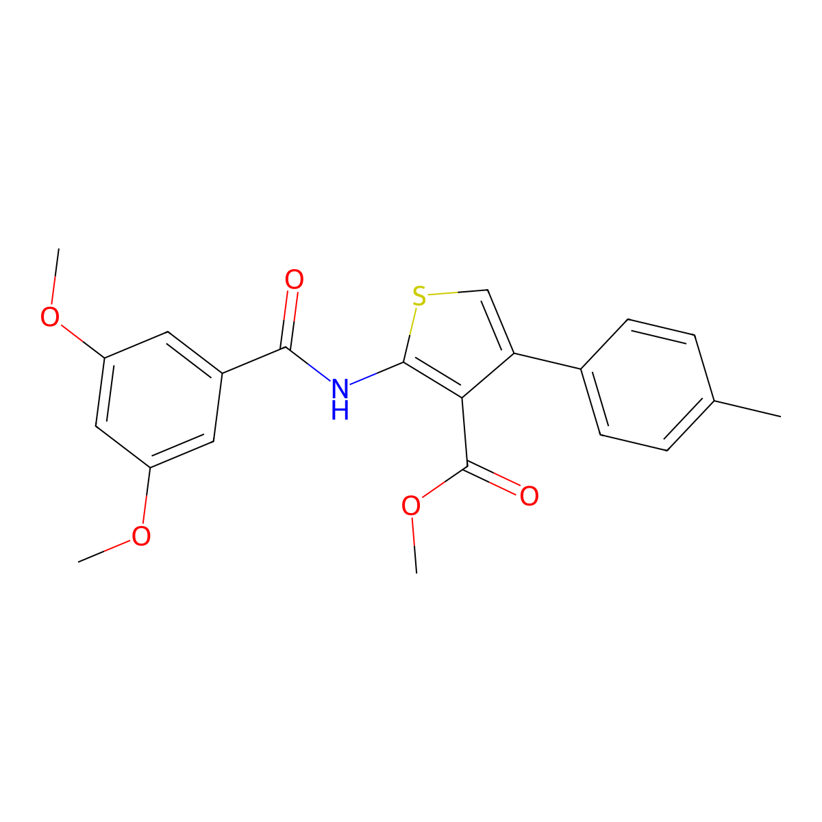 Methyl 2-[(3,5-dimethoxybenzoyl)amino]-4-(4-methylphenyl)-3-thiophenecarboxylate molecular structure, CAS 546083-03-8