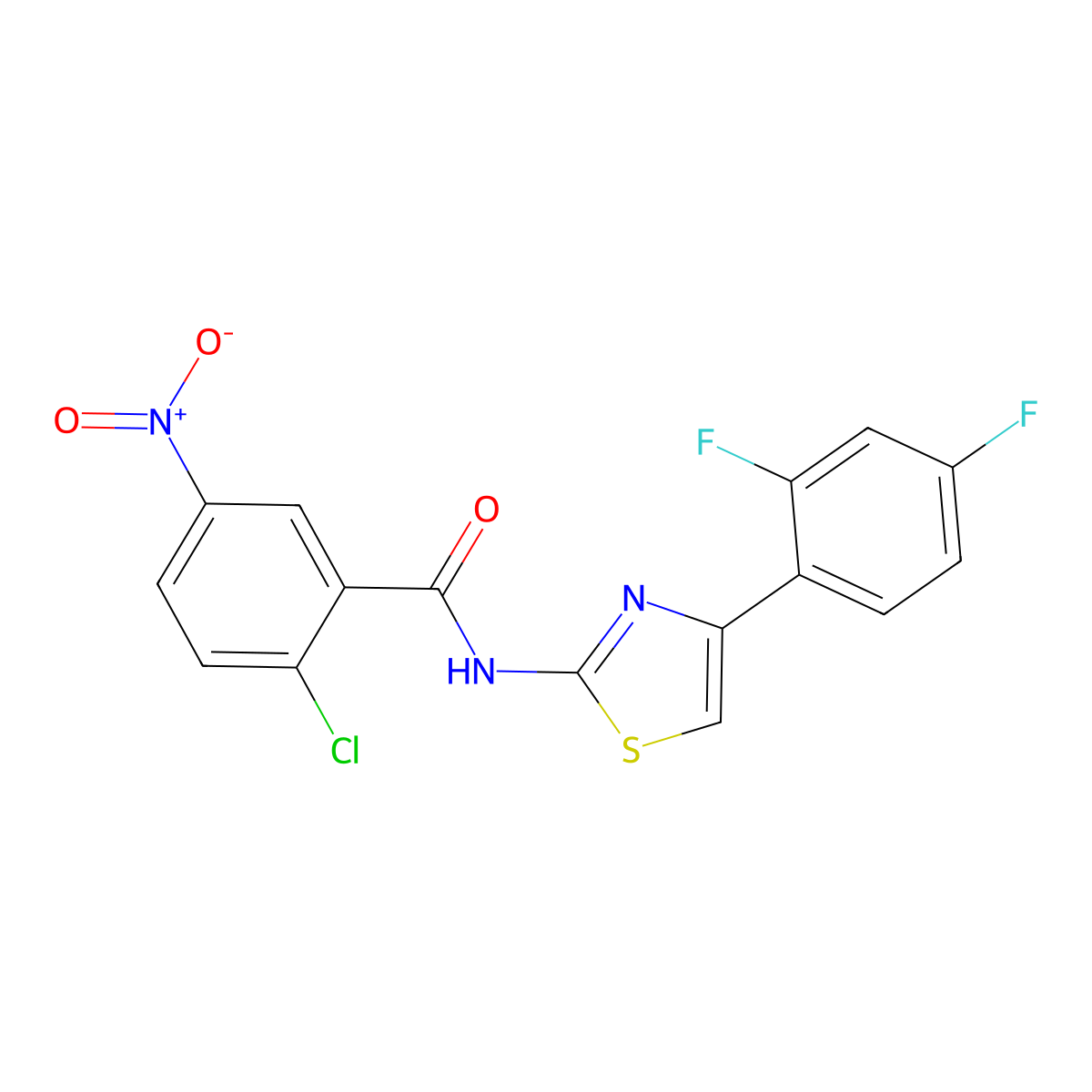 2-chloro-N-[4-(2,4-difluorophenyl)-1,3-thiazol-2-yl]-5-nitrobenzamide molecular structure, CAS 546083-28-7