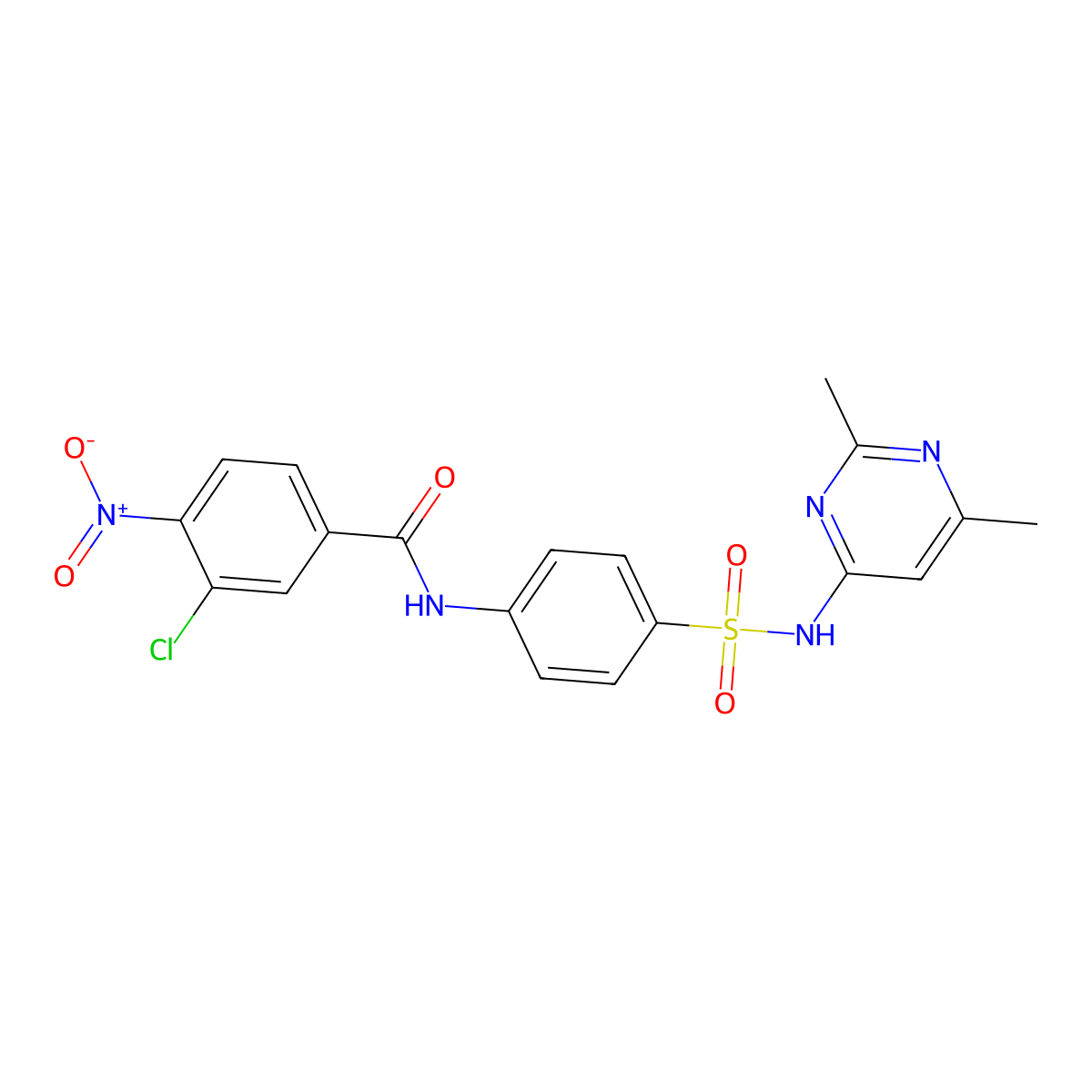 3-chloro-N-[4-[(2,6-dimethylpyrimidin-4-yl)sulfamoyl]phenyl]-4-nitrobenzamide molecular structure, CAS 546083-36-7