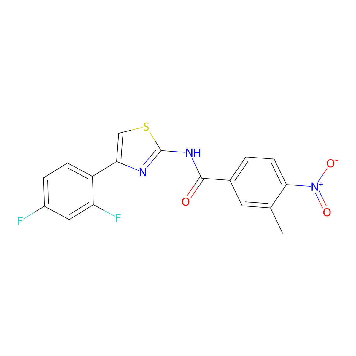 N-[4-(2,4-difluorophenyl)-1,3-thiazol-2-yl]-3-methyl-4-nitrobenzamide molecular structure, CAS 546083-50-5