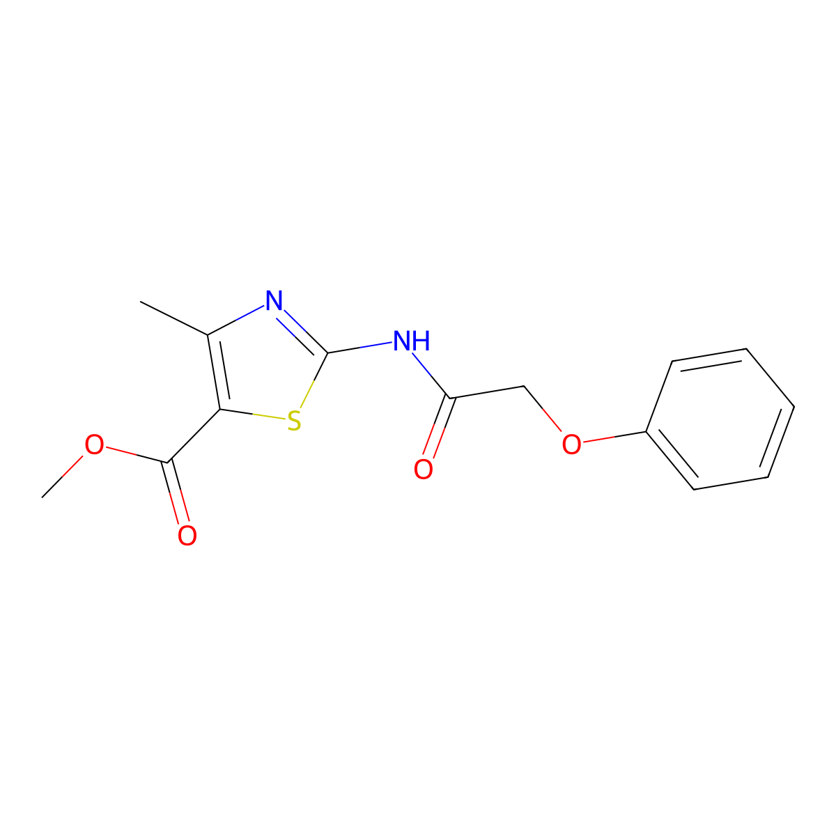 4-Methyl-2-(2-phenoxy-acetylamino)-thiazole-5-carboxylic acid methyl ester molecular structure, CAS 546083-54-9