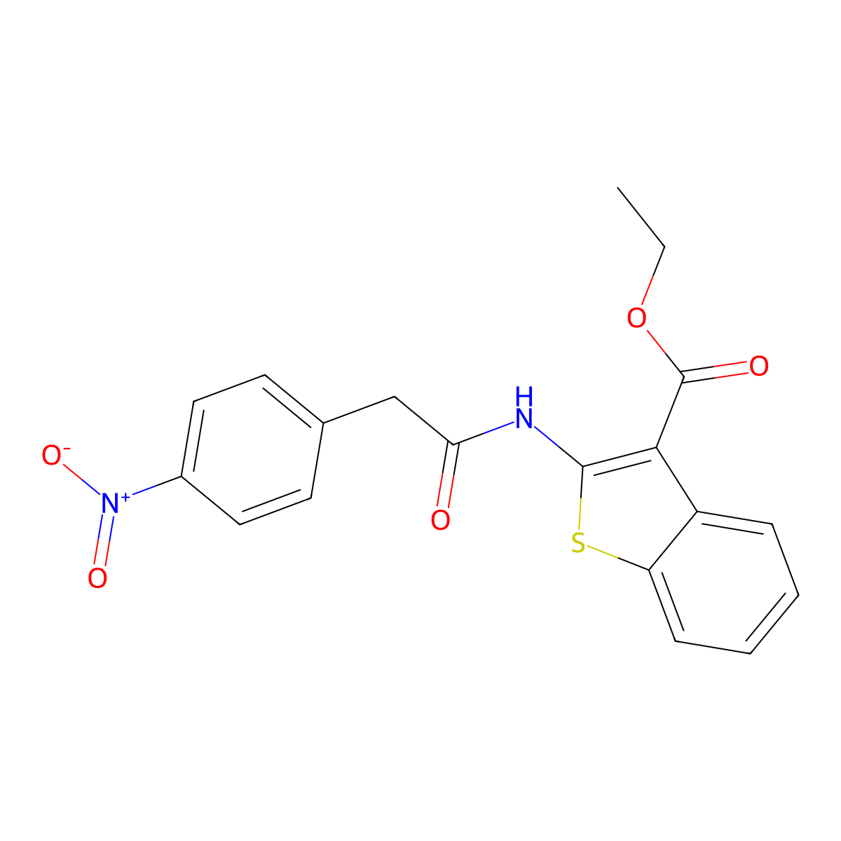 Ethyl 2-[({4-nitrophenyl}acetyl)amino]-1-benzothiophene-3-carboxylate molecular structure, CAS 546087-76-7
