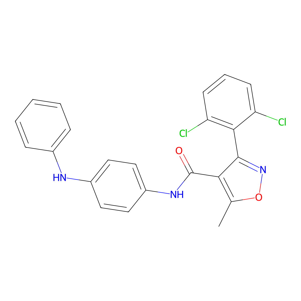 N-(4-anilinophenyl)-3-(2,6-dichlorophenyl)-5-methyl-4-isoxazolecarboxamide molecular structure, CAS 546087-97-2