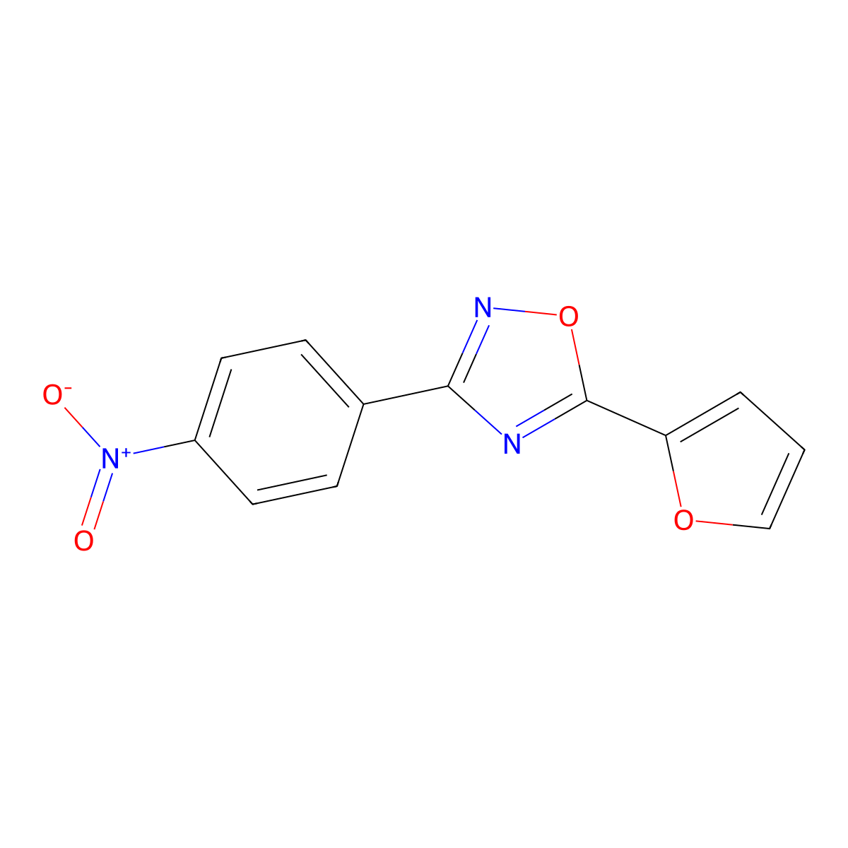 5-(Furan-2-yl)-3-(4-nitrophenyl)-1,2,4-oxadiazole molecular structure, CAS 54609-04-0