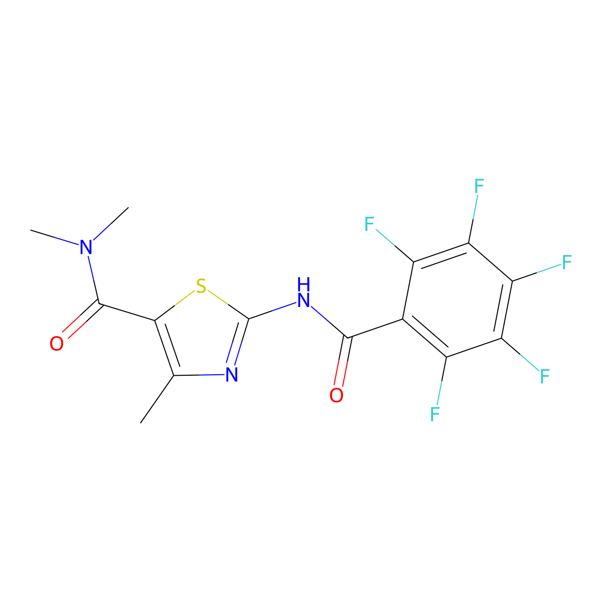N,N,4-trimethyl-2-[(2,3,4,5,6-pentafluorobenzoyl)amino]-1,3-thiazole-5-carboxamide molecular structure, CAS 546090-16-8