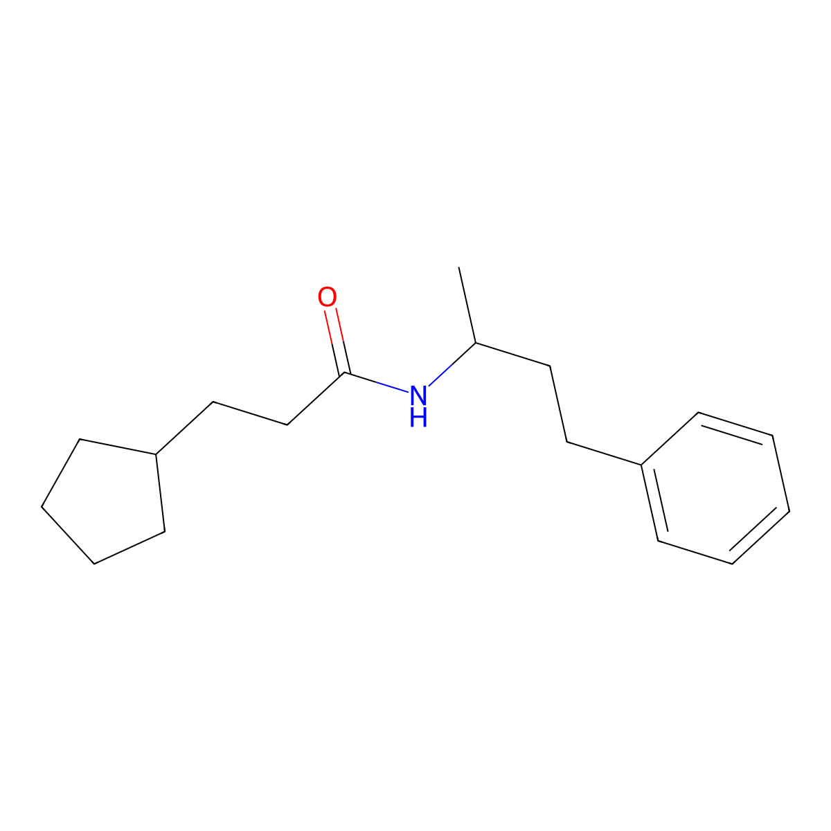 3-cyclopentyl-N-(4-phenylbutan-2-yl)propanamide molecular structure, CAS 546090-37-3