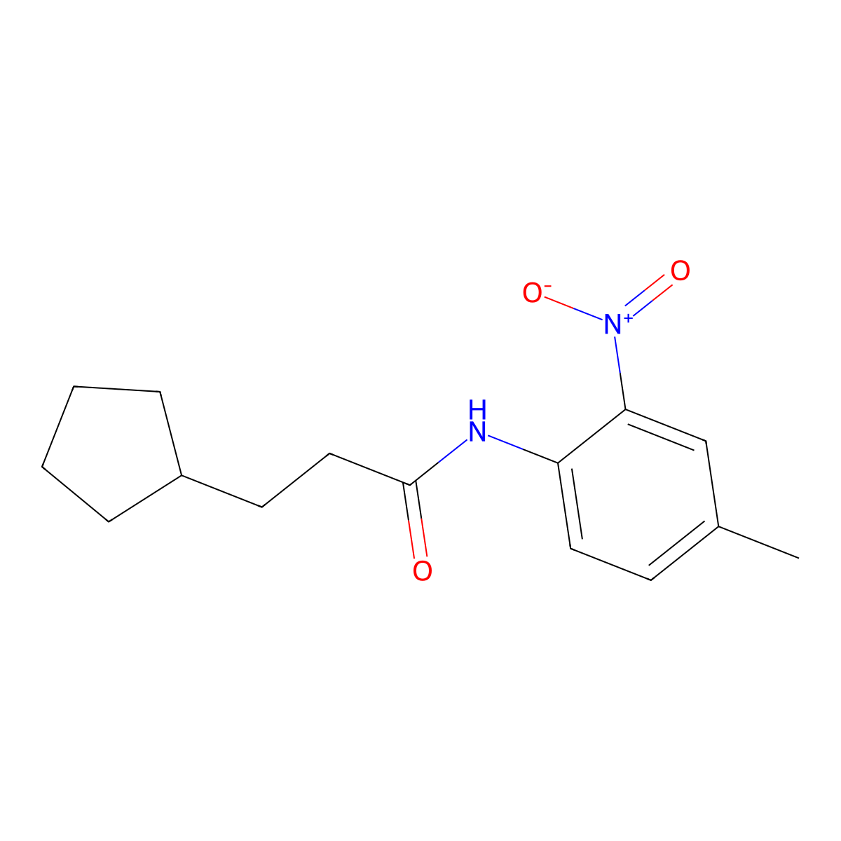 3-cyclopentyl-N-(4-methyl-2-nitrophenyl)propanamide molecular structure, CAS 546090-40-8