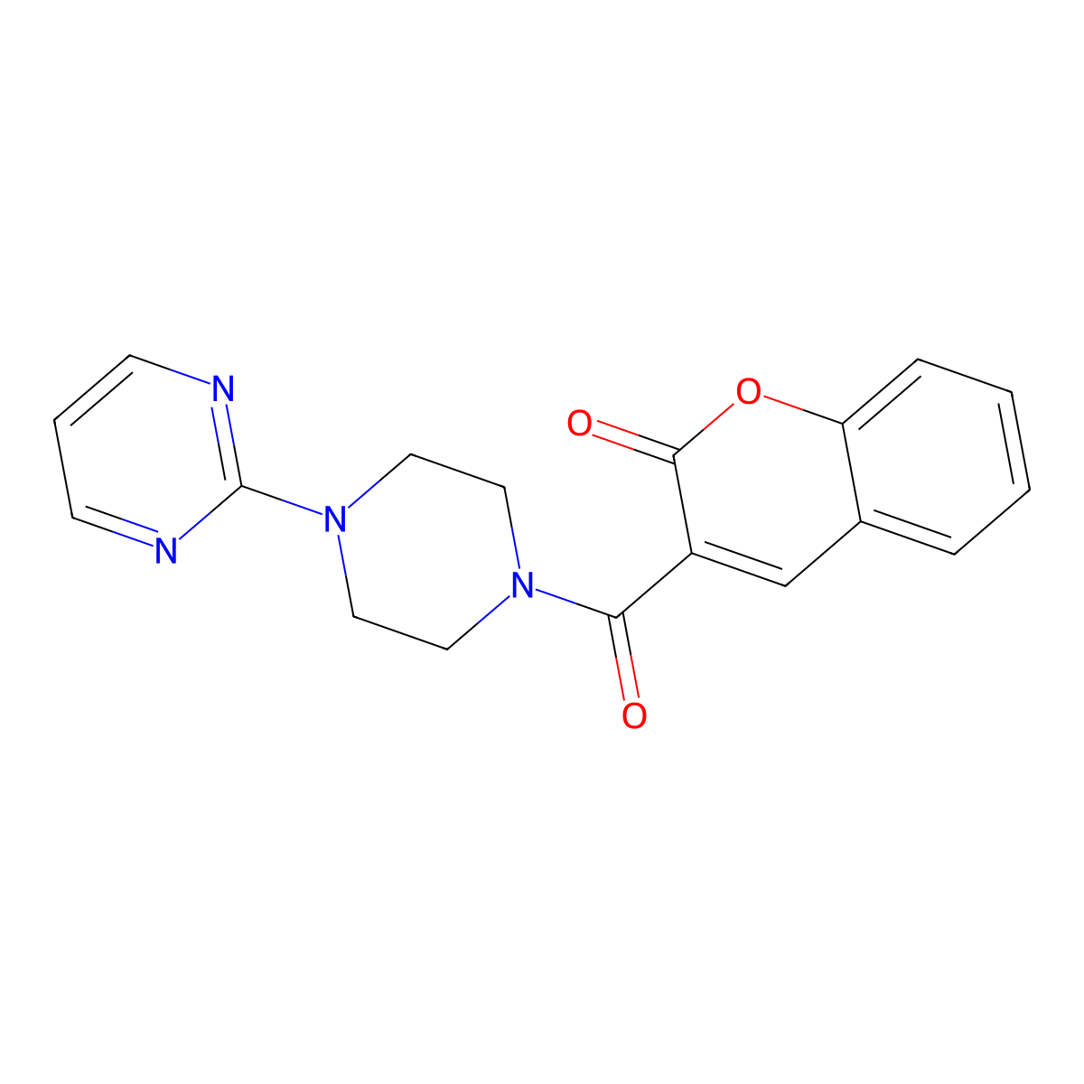 3-(4-(pyrimidin-2-yl)piperazine-1-carbonyl)-2H-chromen-2-one molecular structure, CAS 546091-08-1
