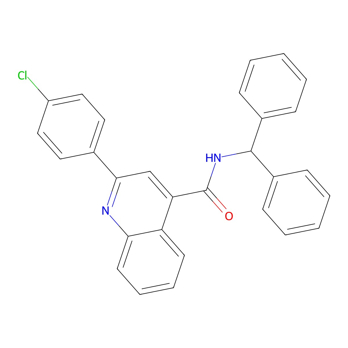 2-(4-chlorophenyl)-N-(diphenylmethyl)quinoline-4-carboxamide molecular structure, CAS 546091-20-7