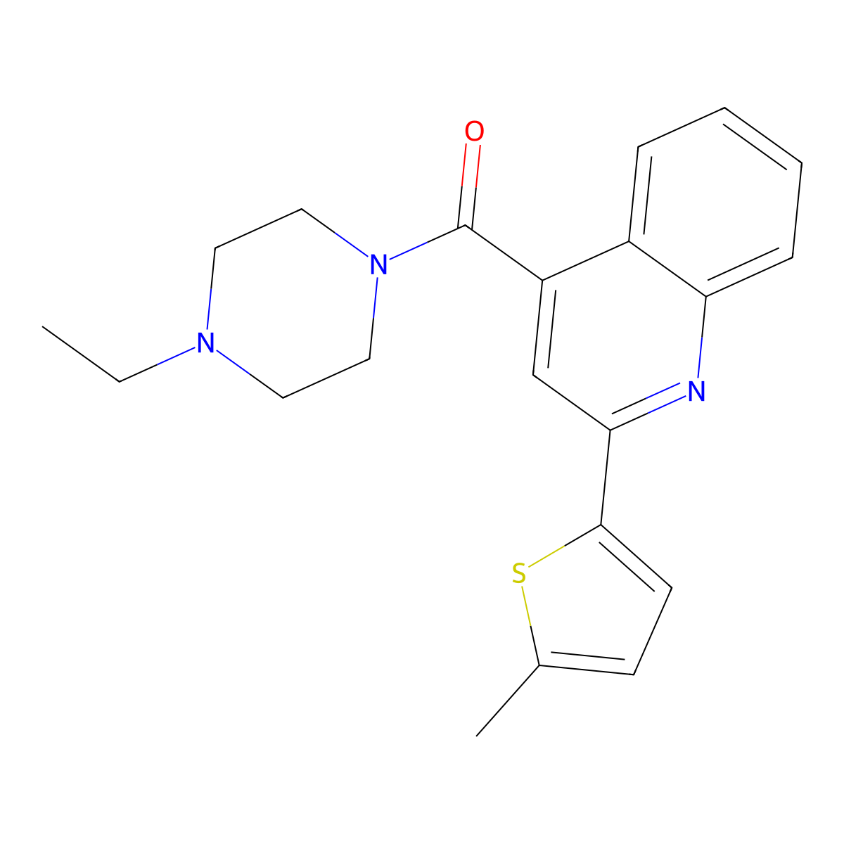 (4-Ethylpiperazin-1-yl)-[2-(5-methylthiophen-2-yl)quinolin-4-yl]methanone molecular structure, CAS 546092-03-9