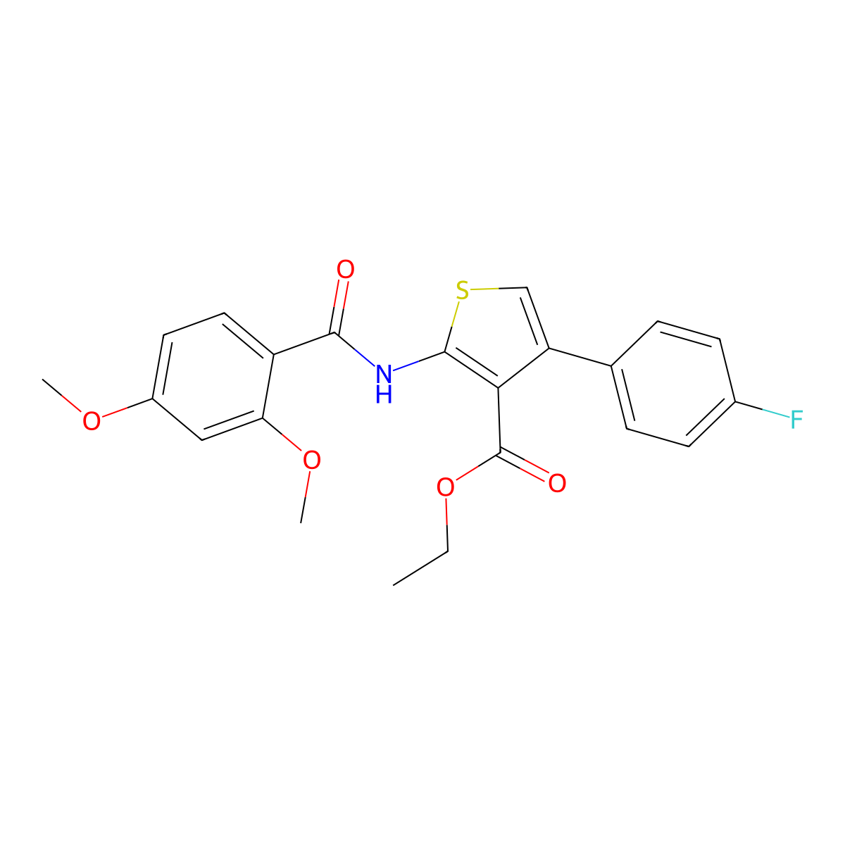 Ethyl 2-[(2,4-dimethoxybenzoyl)amino]-4-(4-fluorophenyl)thiophene-3-carboxylate molecular structure, CAS 546092-31-3