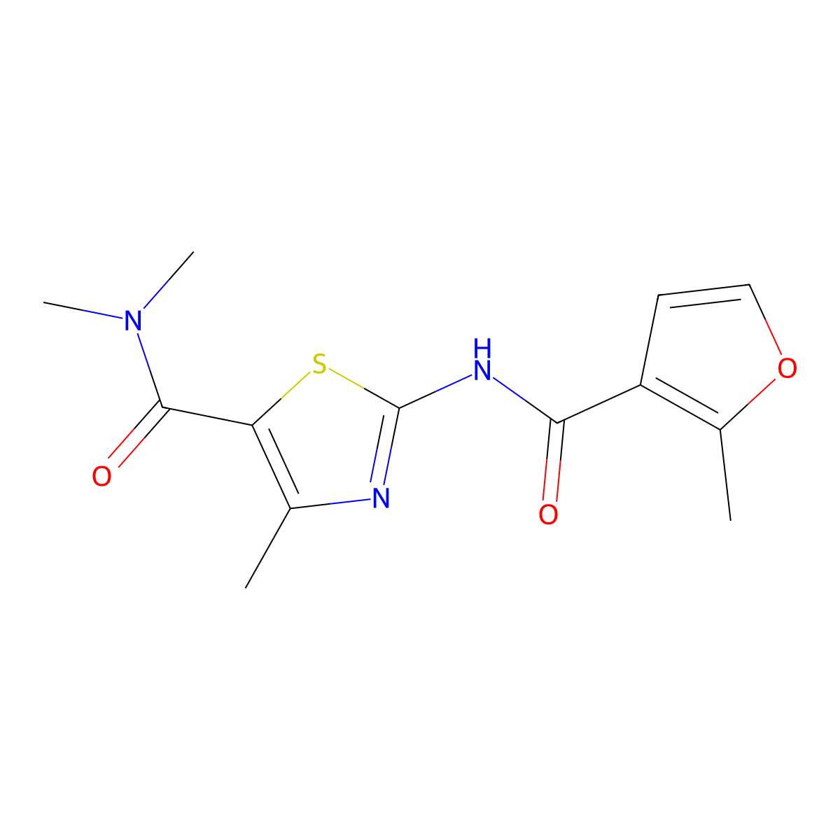 N,N,4-trimethyl-2-[(2-methylfuran-3-carbonyl)amino]-1,3-thiazole-5-carboxamide molecular structure, CAS 546092-34-6