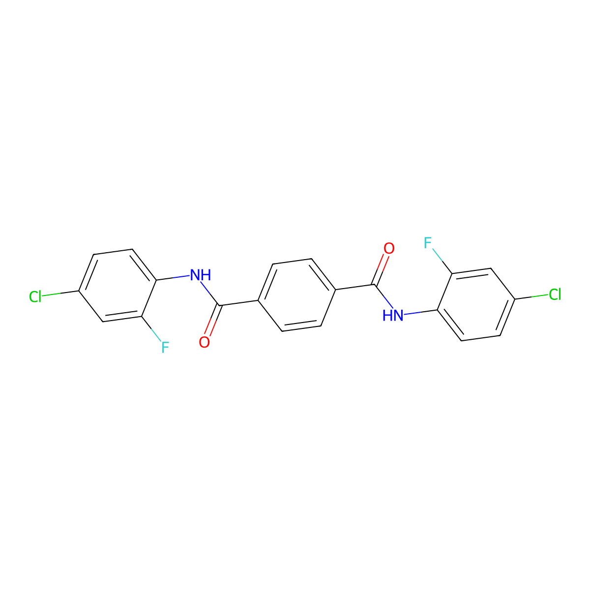1-N,4-N-bis(4-chloro-2-fluorophenyl)benzene-1,4-dicarboxamide molecular structure, CAS 546092-62-0