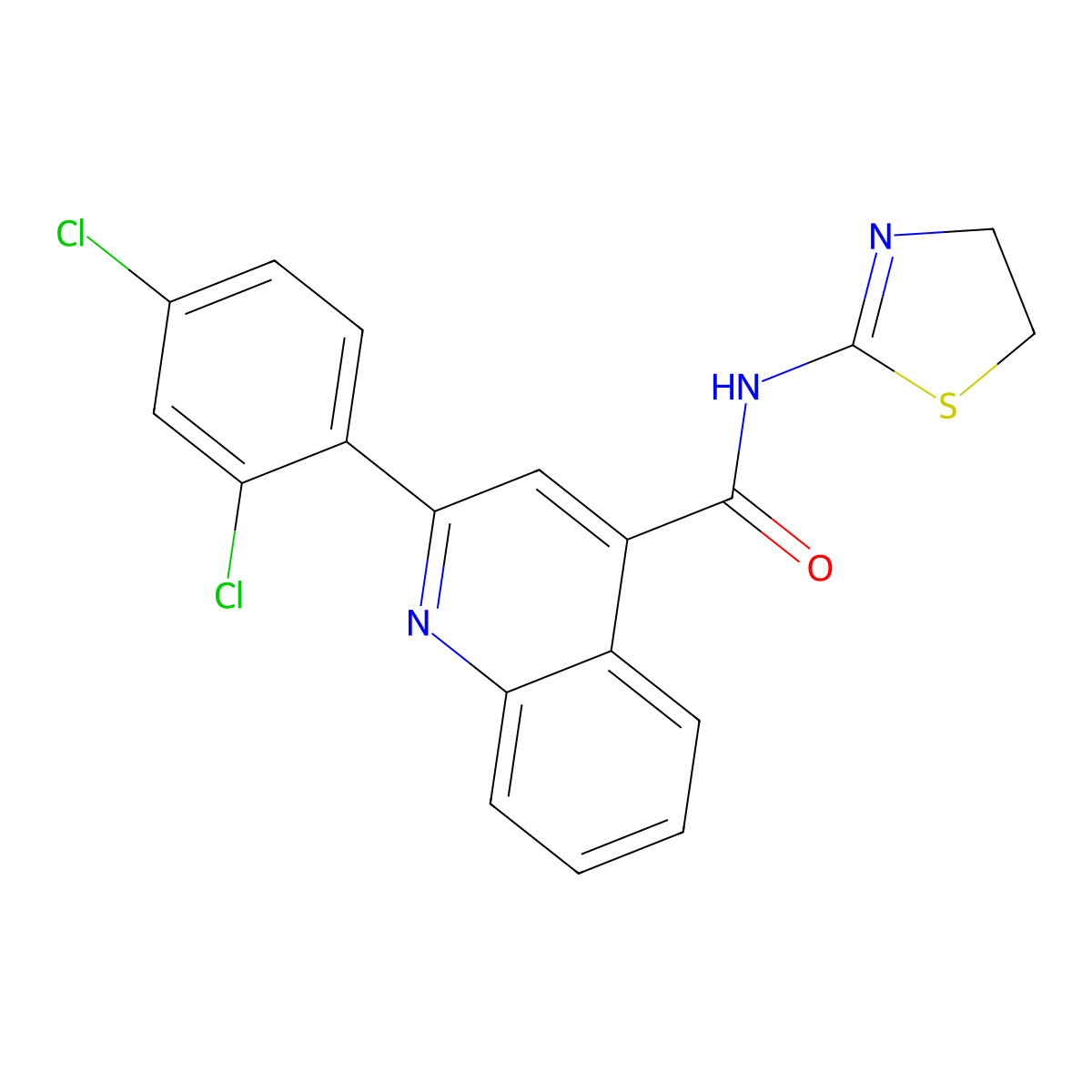 2-(2,4-dichlorophenyl)-N-(4,5-dihydro-1,3-thiazol-2-yl)quinoline-4-carboxamide molecular structure, CAS 546093-03-2