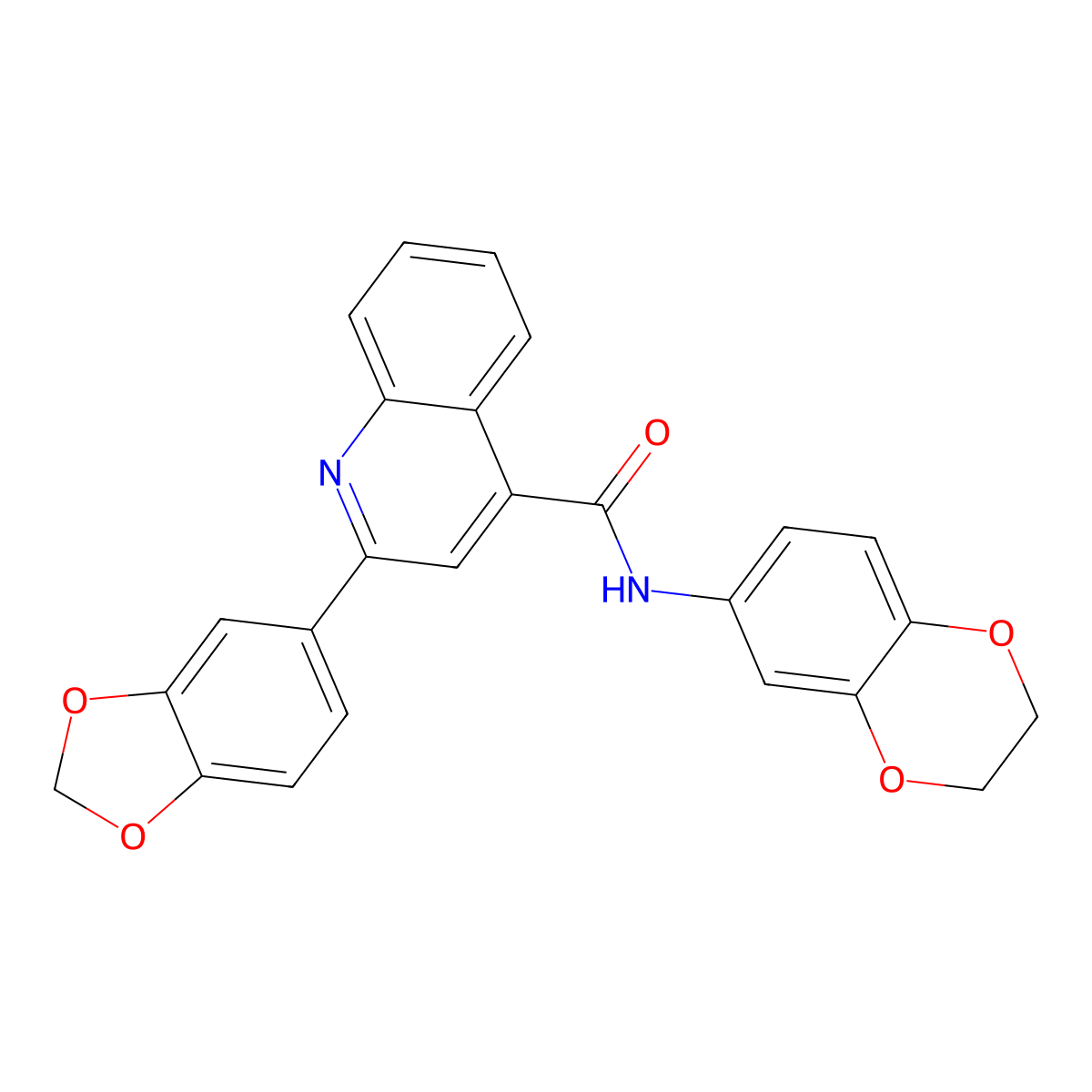 2-(1,3-benzodioxol-5-yl)-N-(2,3-dihydro-1,4-benzodioxin-6-yl)quinoline-4-carboxamide molecular structure, CAS 546095-80-1