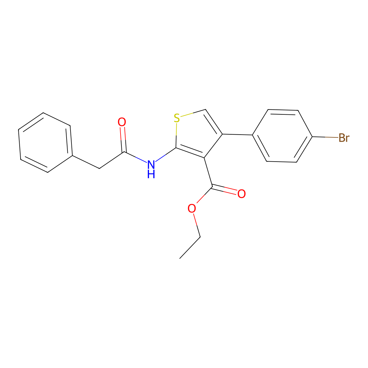 Ethyl 4-(4-bromophenyl)-2-(2-phenylacetamido)thiophene-3-carboxylate molecular structure, CAS 546097-25-0