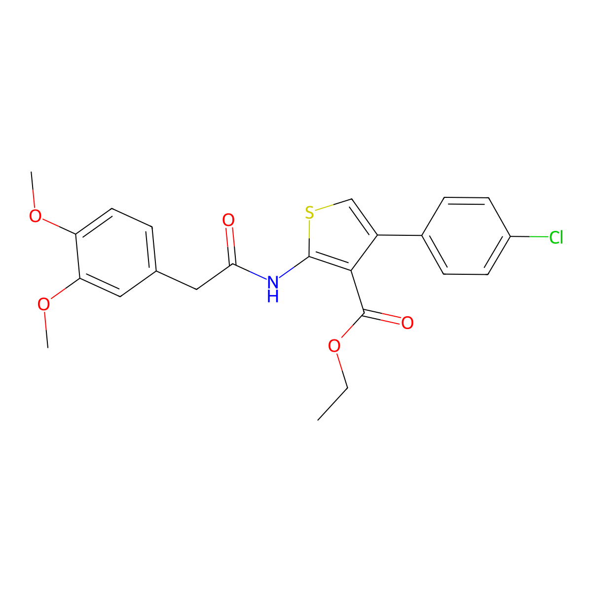 Ethyl 4-(4-chlorophenyl)-2-{[(3,4-dimethoxyphenyl)acetyl]amino}-3-thiophenecarboxylate molecular structure, CAS 546097-28-3