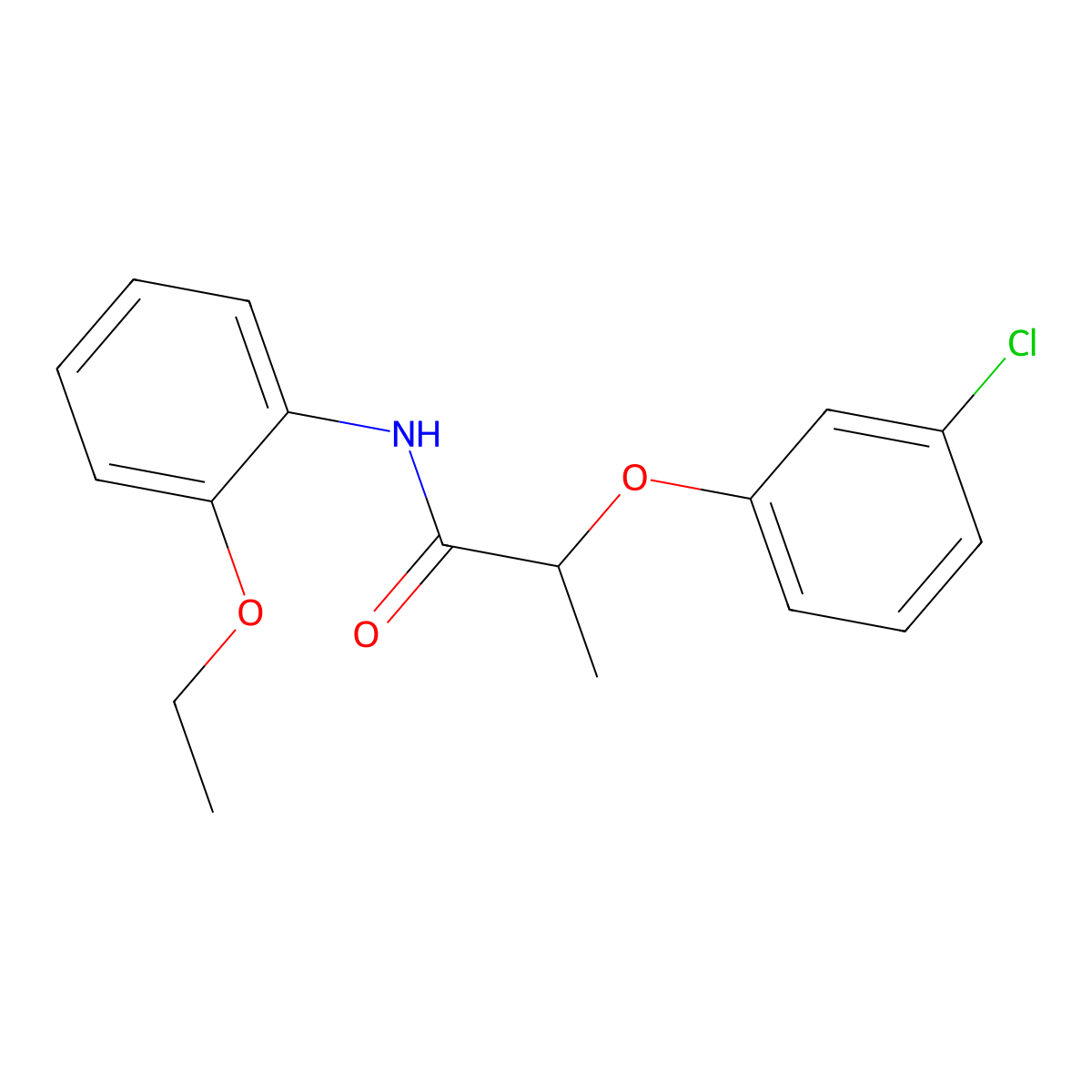 2-(3-chlorophenoxy)-N-(2-ethoxyphenyl)propanamide molecular structure, CAS 546097-38-5