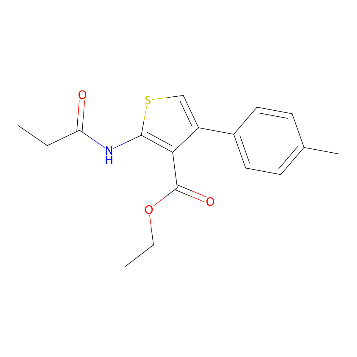 Ethyl 4-(4-methylphenyl)-2-(propanoylamino)thiophene-3-carboxylate molecular structure, CAS 546098-75-3