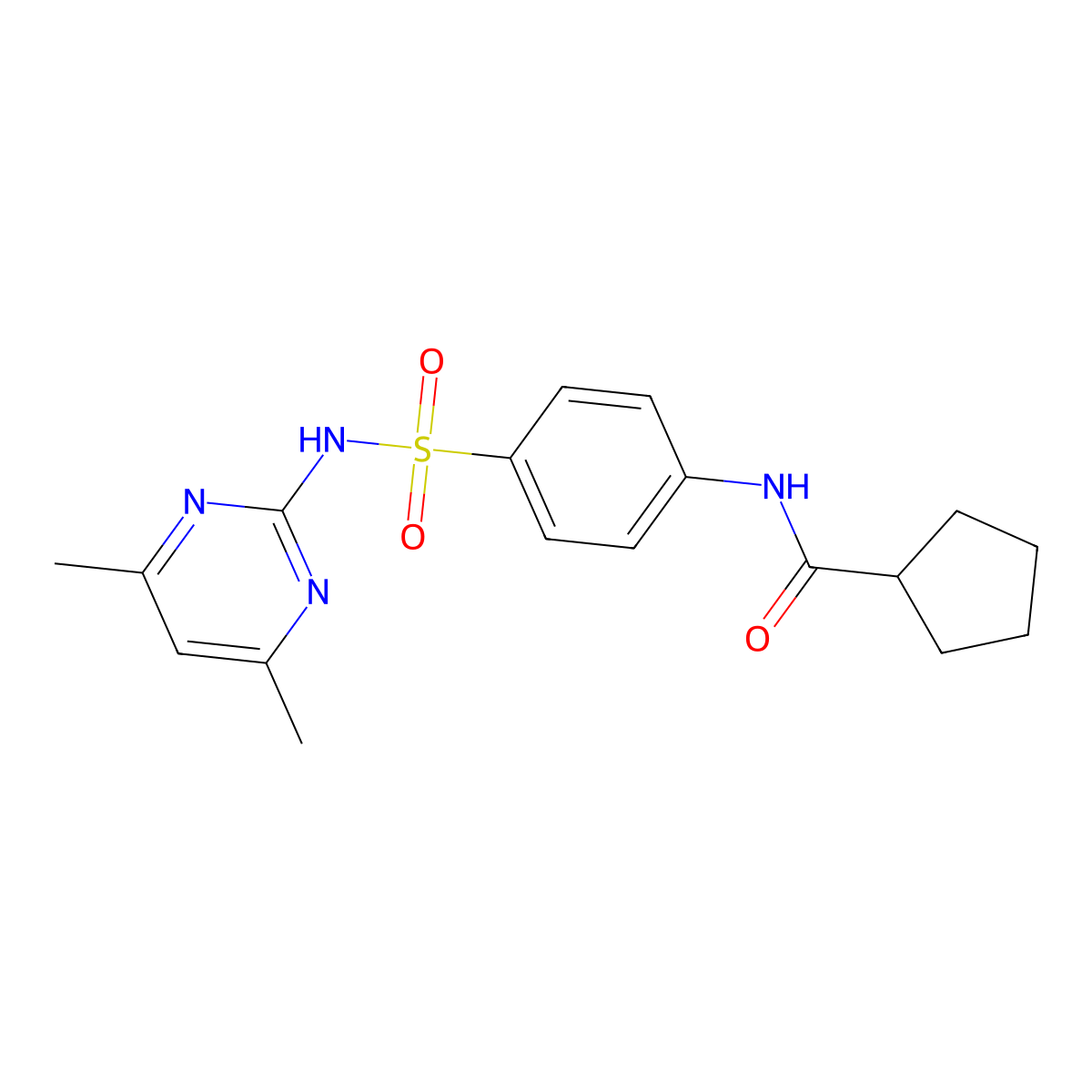 N-(4-{[(4,6-dimethyl-2-pyrimidinyl)amino]sulfonyl}phenyl)cyclopentanecarboxamide molecular structure, CAS 546099-79-0
