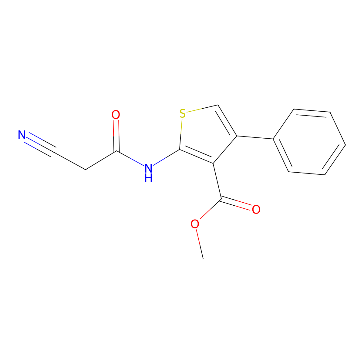 Methyl 2-[(cyanoacetyl)amino]-4-phenylthiophene-3-carboxylate molecular structure, CAS 546099-80-3