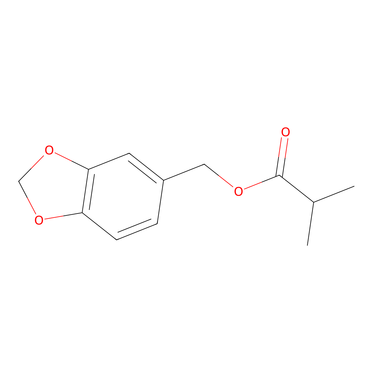 Piperonyl isobutyrate molecular structure, CAS 5461-08-5