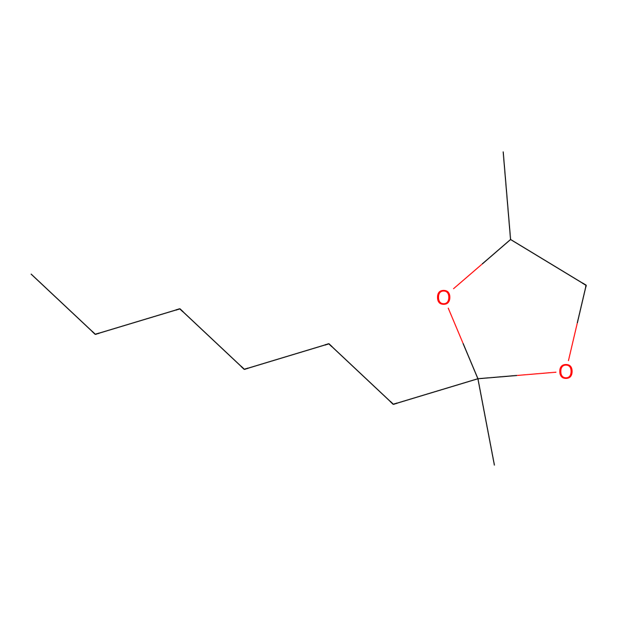 2-Hexyl-2,4-dimethyl-1,3-dioxolane molecular structure, CAS 5461-65-4