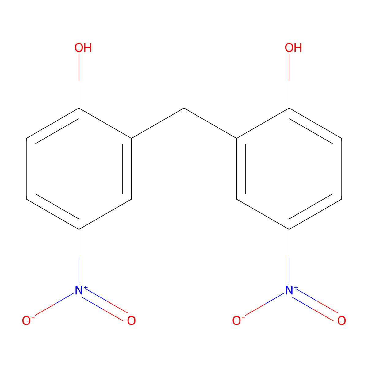 Bis(2-hydroxy-5-nitro-phenyl)methane molecular structure, CAS 5461-78-9