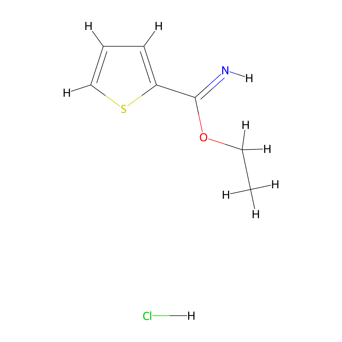 Ethyl thiophene-2-carboximidate hydrochloride molecular structure, CAS 54610-52-5
