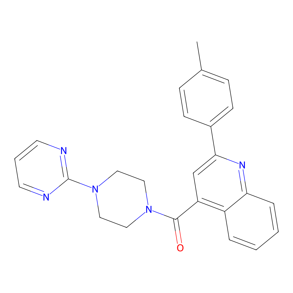 2-(4-Methylphenyl)-4-[4-(pyrimidin-2-yl)piperazine-1-carbonyl]quinoline molecular structure, CAS 546100-66-7