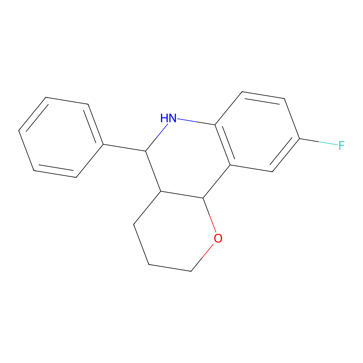 9-Fluoro-5-phenyl-3,4,4a,5,6,10b-hexahydro-2H-pyrano[3,2-c]quinoline molecular structure, CAS 546101-46-6
