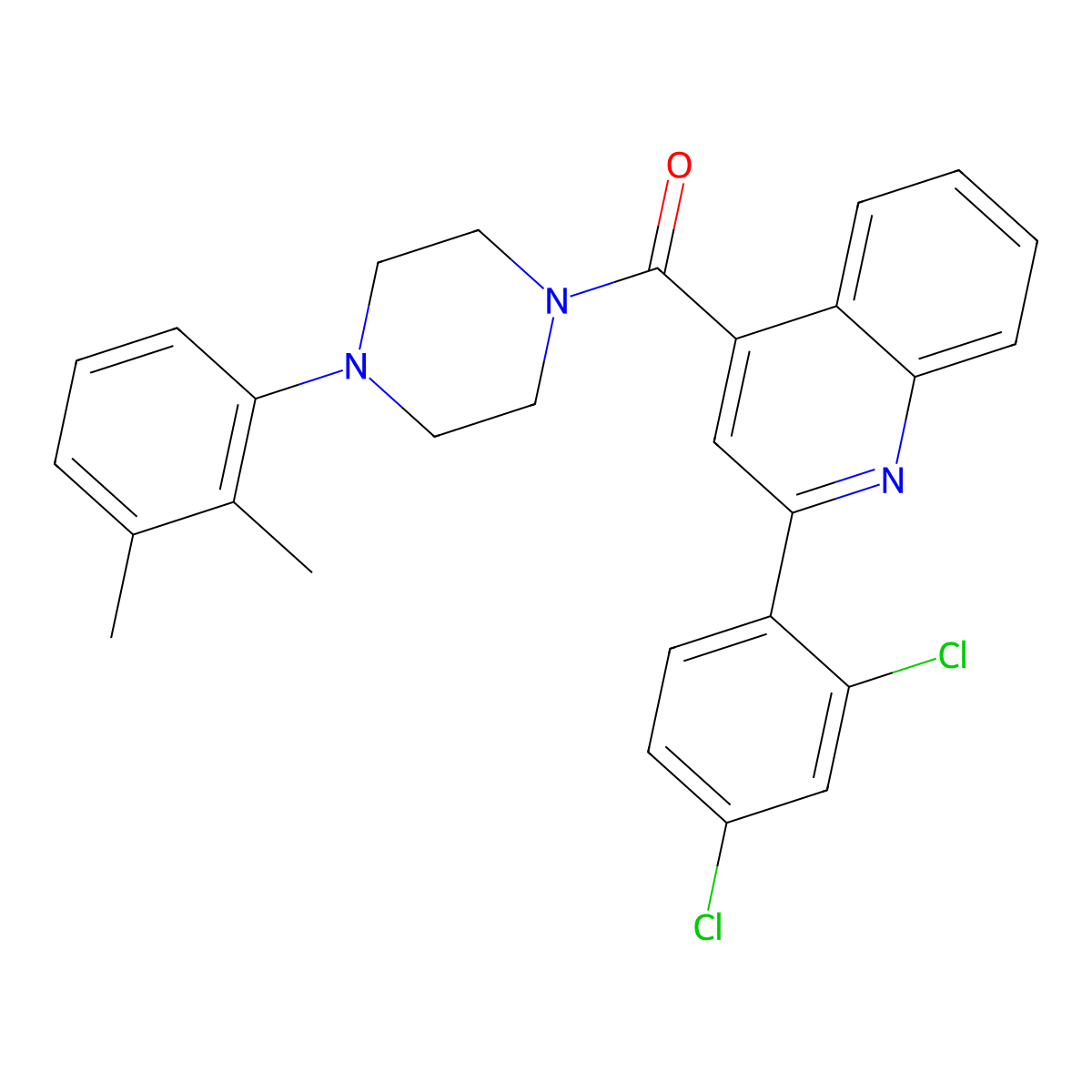 [2-(2,4-Dichlorophenyl)quinolin-4-yl]-[4-(2,3-dimethylphenyl)piperazin-1-yl]methanone molecular structure, CAS 546105-50-4