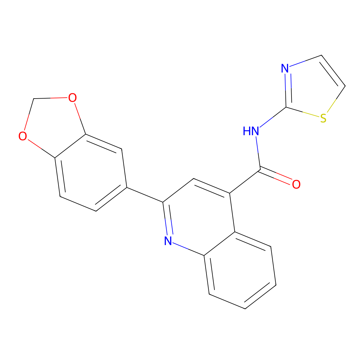 2-(1,3-benzodioxol-5-yl)-N-(1,3-thiazol-2-yl)quinoline-4-carboxamide molecular structure, CAS 546105-72-0