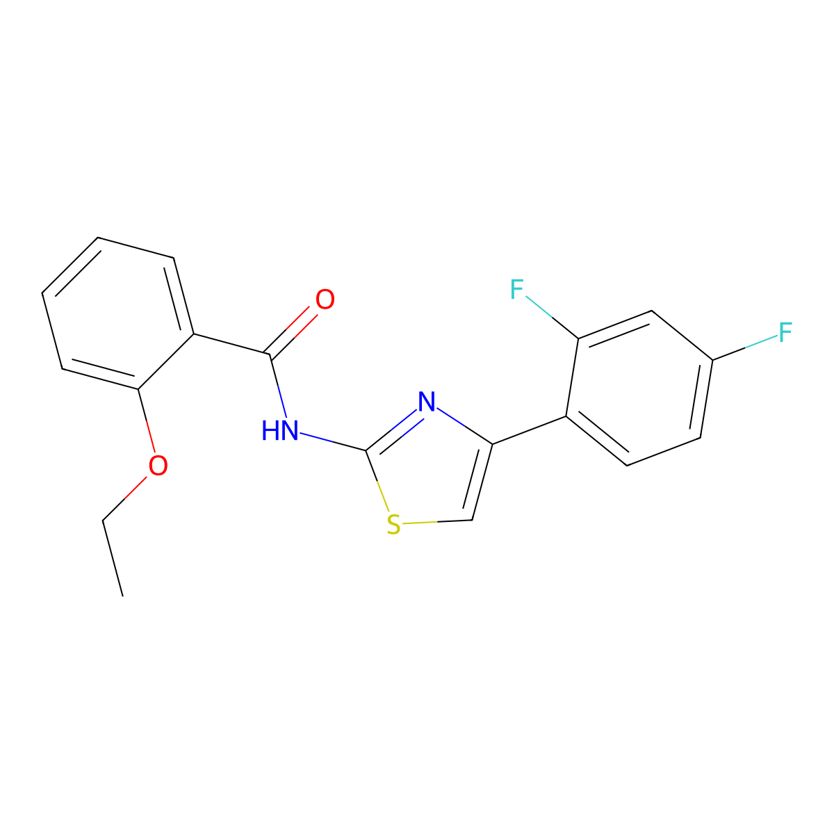N-[4-(2,4-difluorophenyl)-1,3-thiazol-2-yl]-2-ethoxybenzamide molecular structure, CAS 546106-34-7