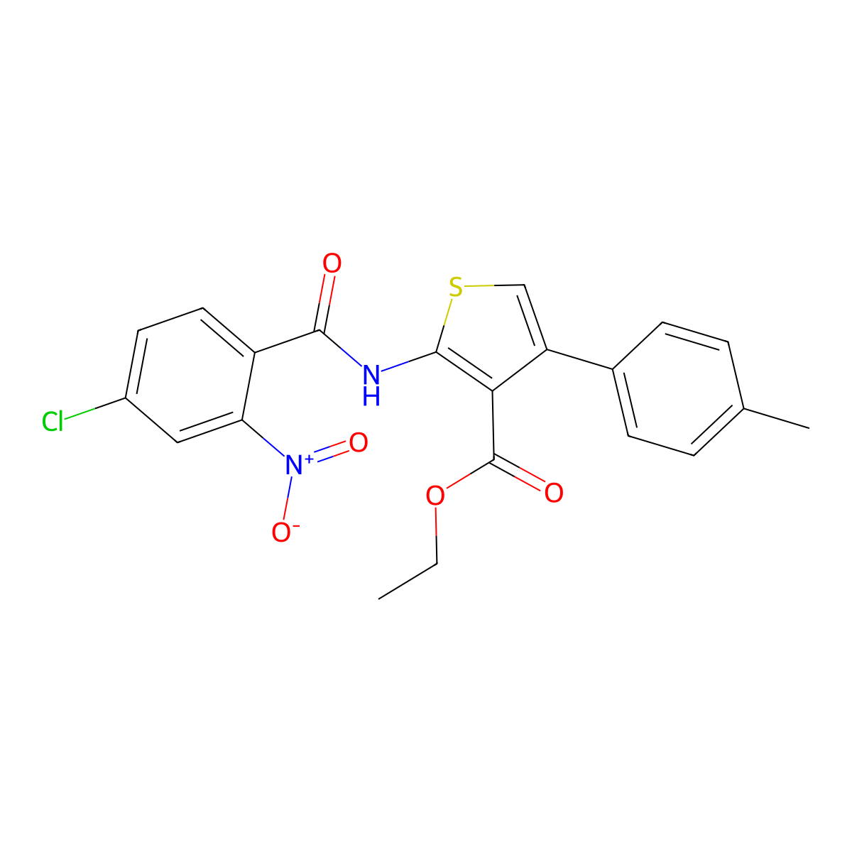 Ethyl 2-({4-chloro-2-nitrobenzoyl}amino)-4-(4-methylphenyl)-3-thiophenecarboxylate molecular structure, CAS 546106-51-8