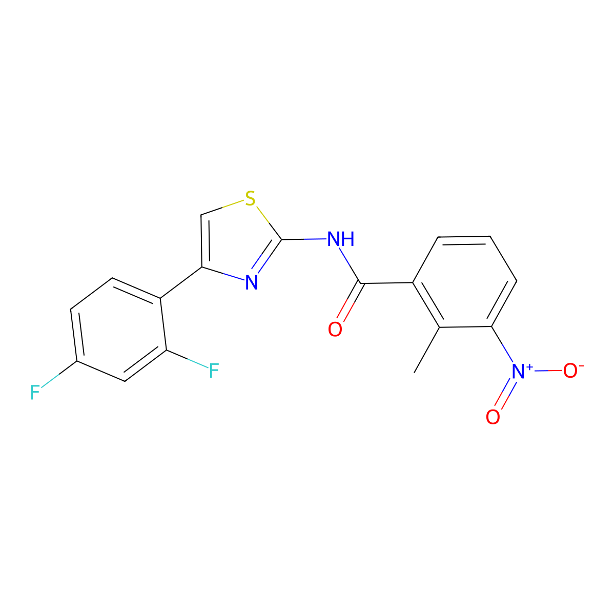 N-[4-(2,4-difluorophenyl)-1,3-thiazol-2-yl]-2-methyl-3-nitrobenzamide molecular structure, CAS 546106-74-5