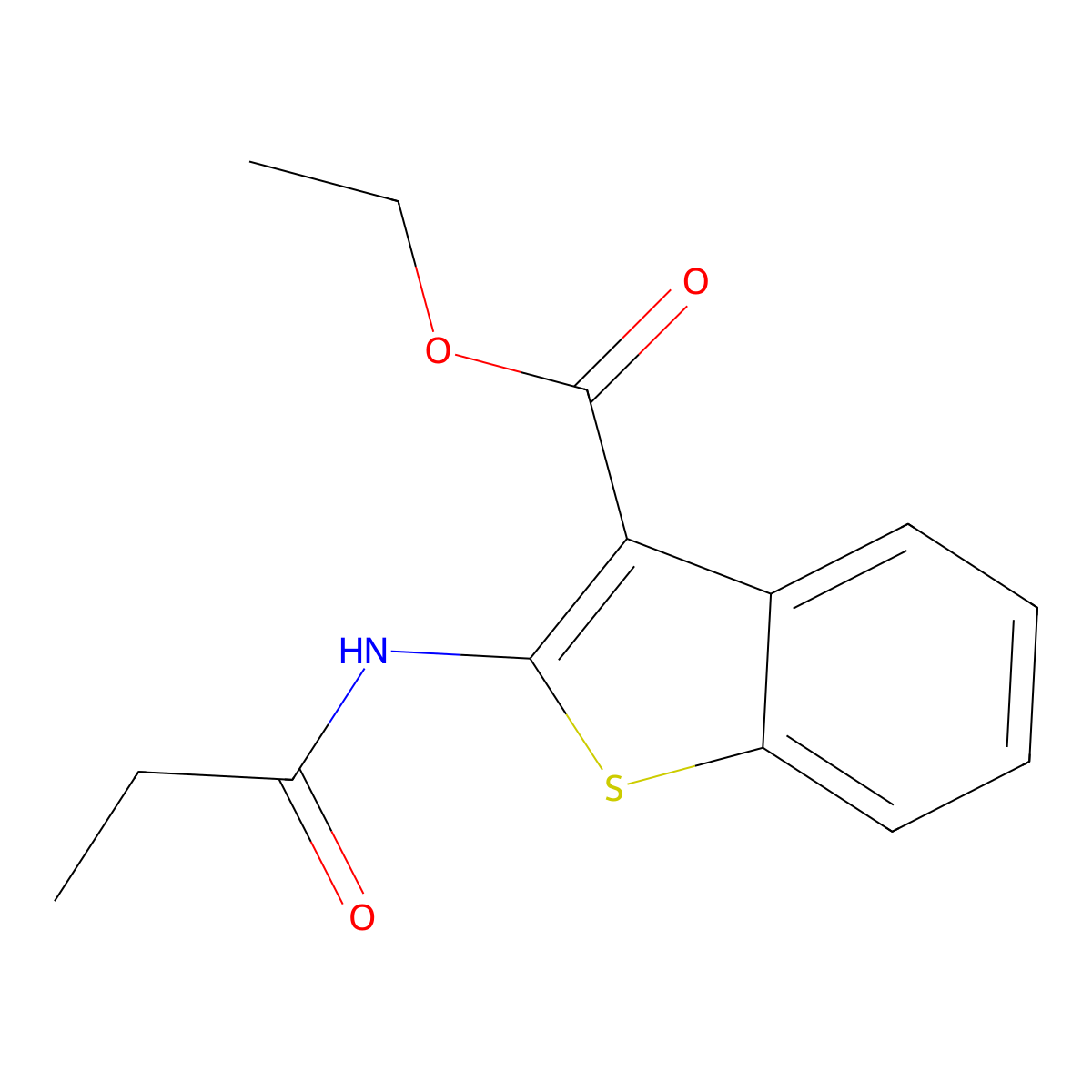 Ethyl 2-(propanoylamino)-1-benzothiophene-3-carboxylate molecular structure, CAS 546108-54-7