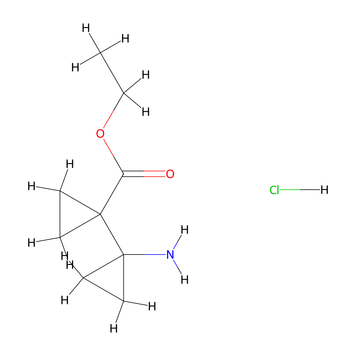 Ethyl 1'-amino-[1,1'-BI(cyclopropane)]-1-carboxylate hcl molecular structure, CAS 546114-00-5