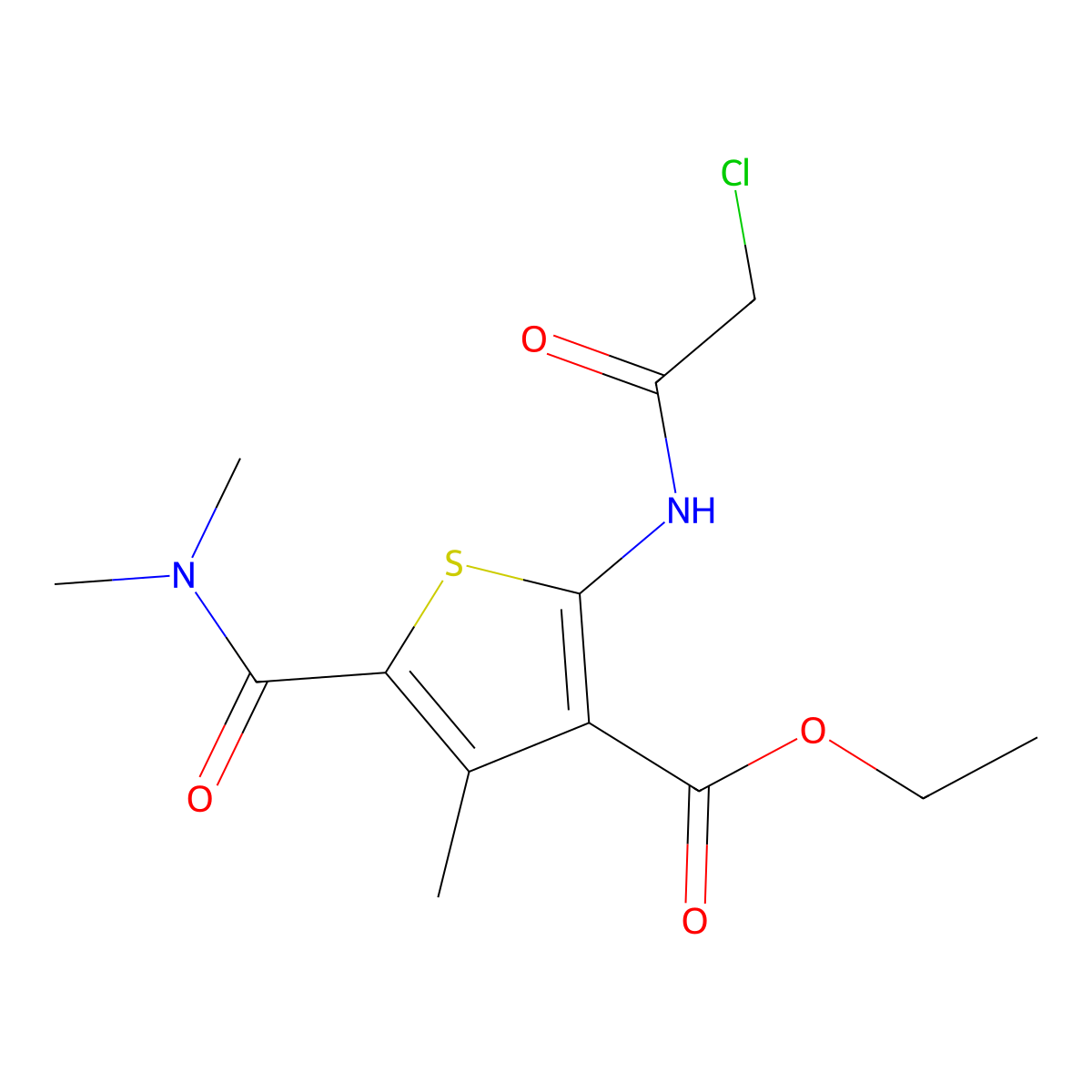 2-(2-Chloro-acetylamino)-5-dimethylcarbamoyl-4-methyl-thiophene-3-carboxylic acid ethyl ester molecular structure, CAS 546116-25-0