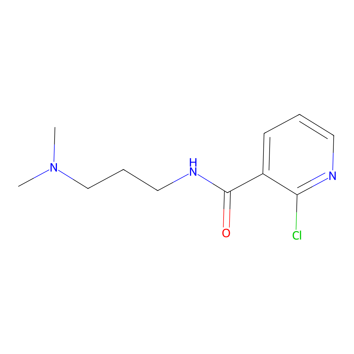 2-chloro-N-(3-(dimethylamino)propyl)pyridine-3-carboxamide molecular structure, CAS 546116-78-3