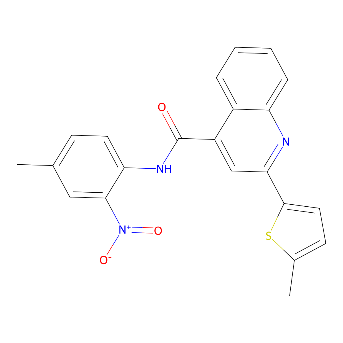 N-(4-methyl-2-nitrophenyl)-2-(5-methylthiophen-2-yl)quinoline-4-carboxamide molecular structure, CAS 546118-12-1