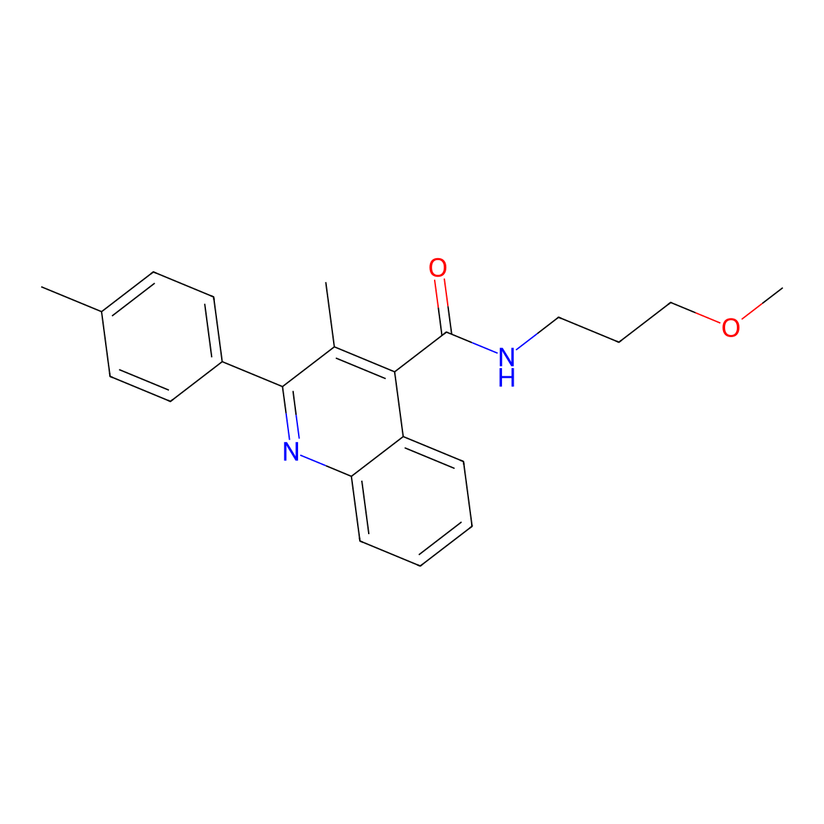 N-(3-methoxypropyl)-3-methyl-2-(4-methylphenyl)quinoline-4-carboxamide molecular structure, CAS 546118-31-4