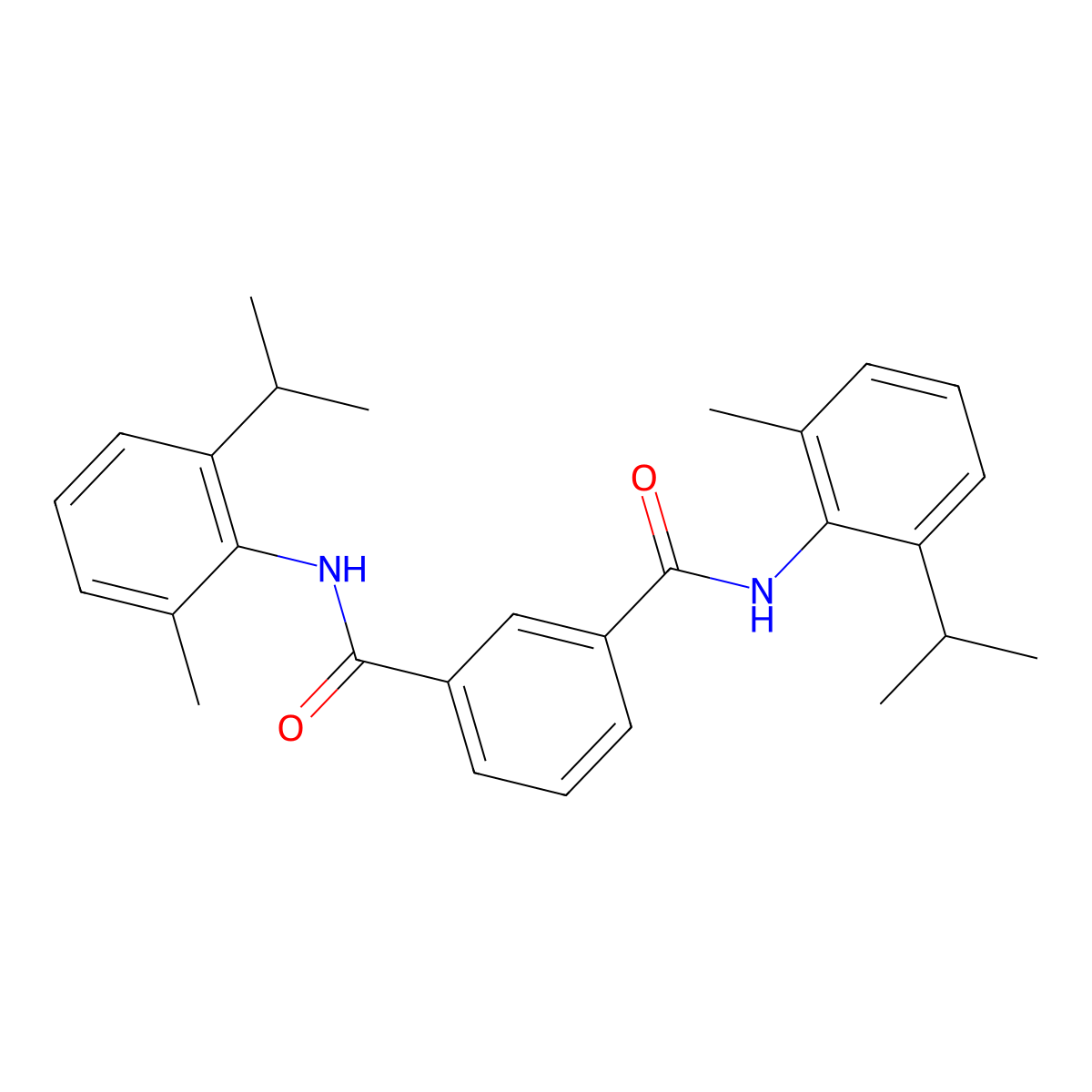 1-N,3-N-bis(2-methyl-6-propan-2-ylphenyl)benzene-1,3-dicarboxamide molecular structure, CAS 546118-90-5