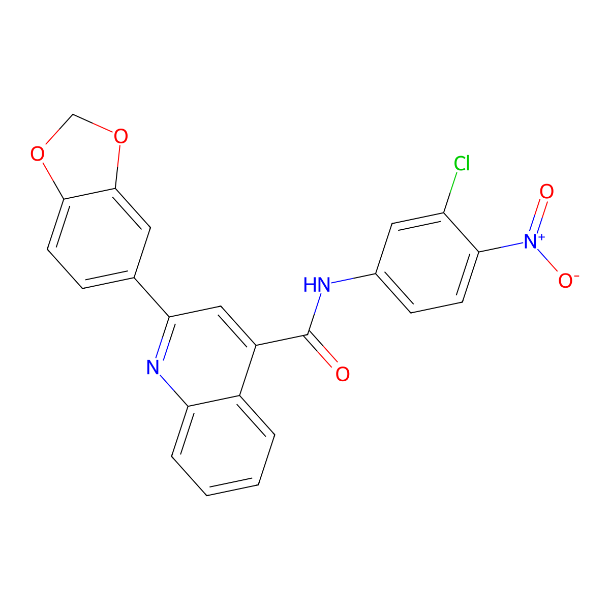 2-(1,3-benzodioxol-5-yl)-N-(3-chloro-4-nitrophenyl)quinoline-4-carboxamide molecular structure, CAS 546119-45-3