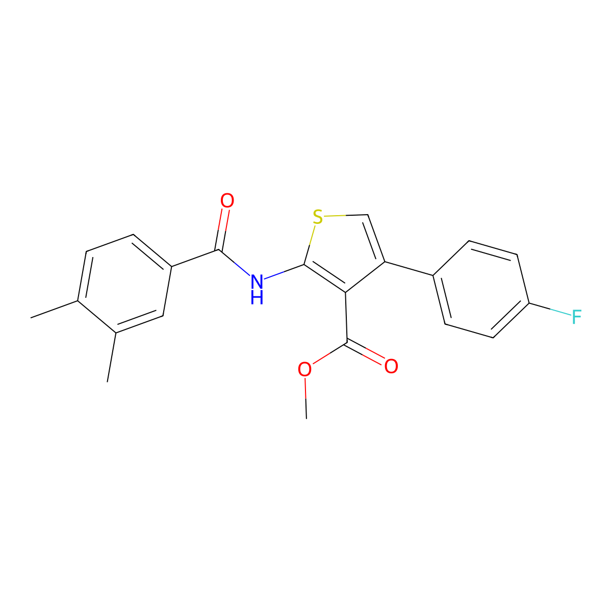 Methyl 2-[(3,4-dimethylbenzoyl)amino]-4-(4-fluorophenyl)-3-thiophenecarboxylate molecular structure, CAS 546119-90-8