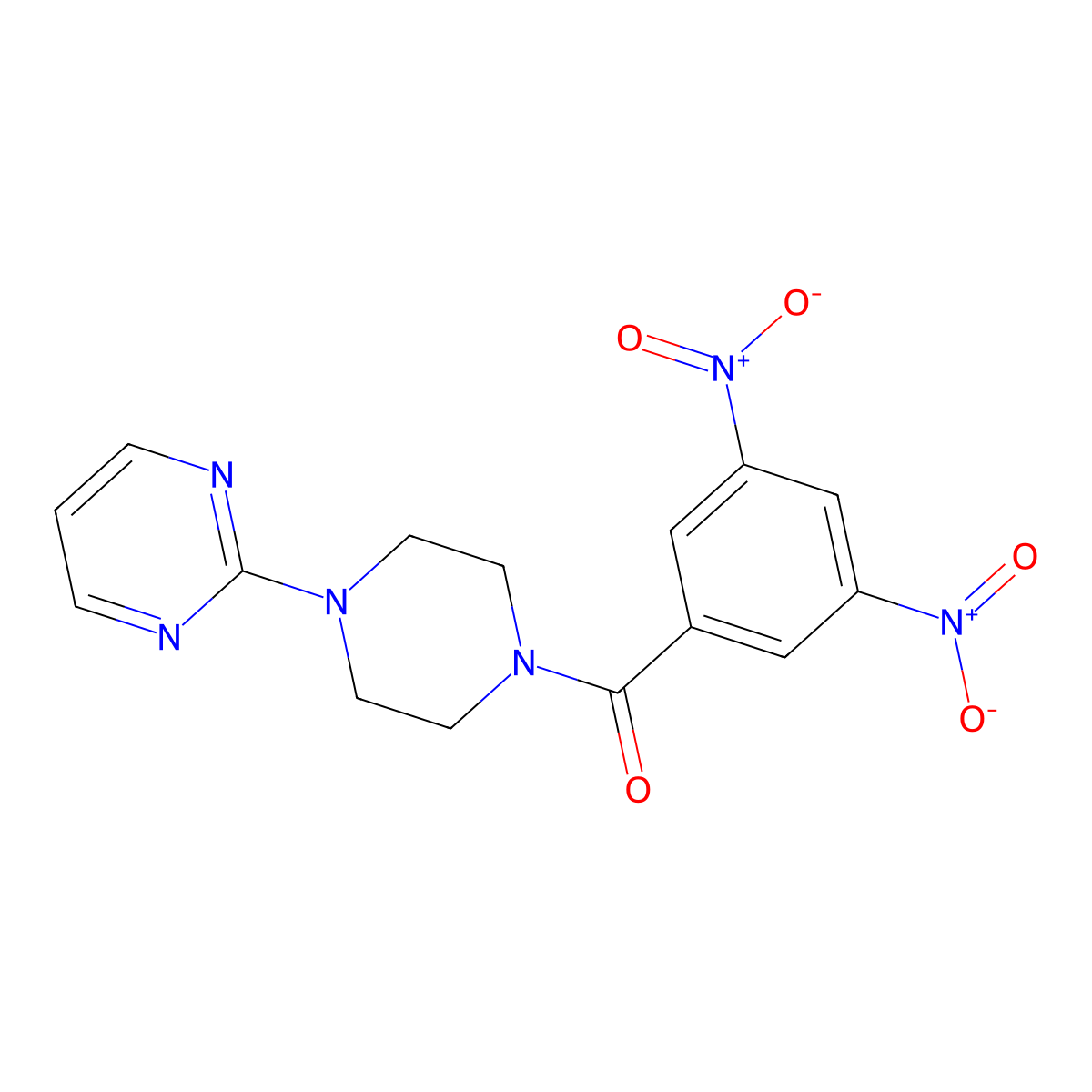 (3,5-Dinitrophenyl)-(4-pyrimidin-2-ylpiperazin-1-yl)methanone molecular structure, CAS 546120-15-4