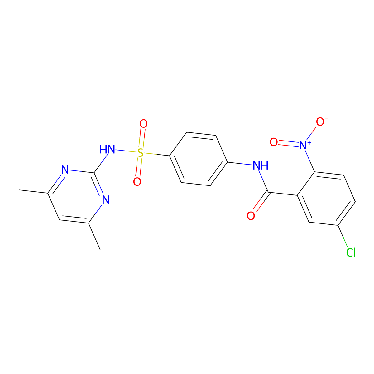 5-chloro-N-{4-[(4,6-dimethylpyrimidin-2-yl)sulfamoyl]phenyl}-2-nitrobenzamide molecular structure, CAS 546120-29-0