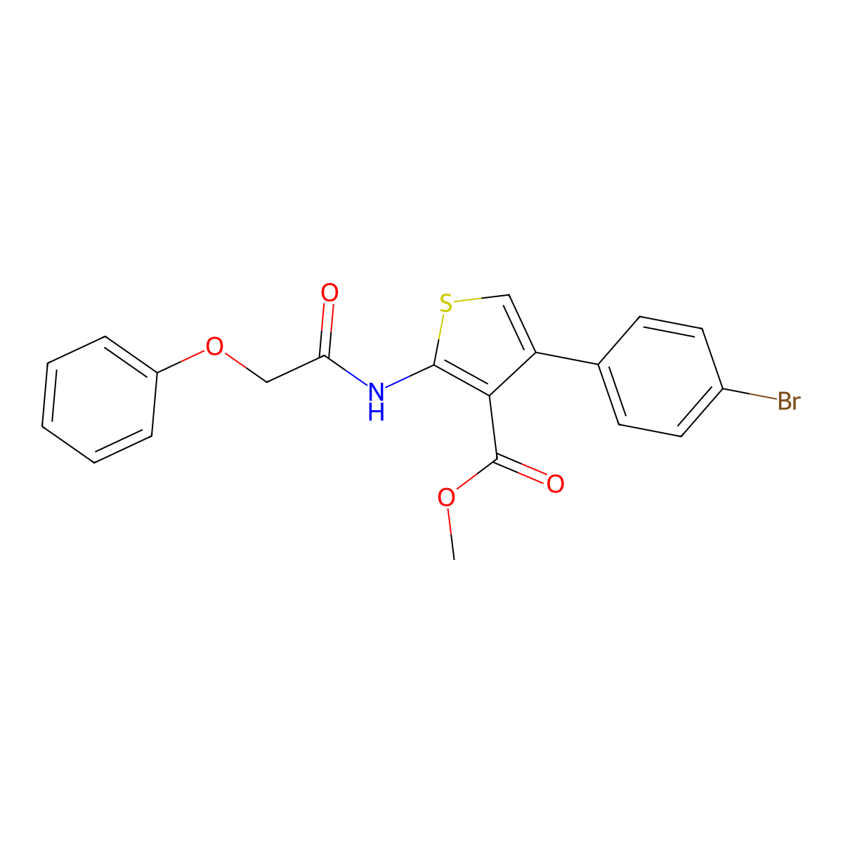 Methyl 4-(4-bromophenyl)-2-[(phenoxyacetyl)amino]-3-thiophenecarboxylate molecular structure, CAS 546120-49-4