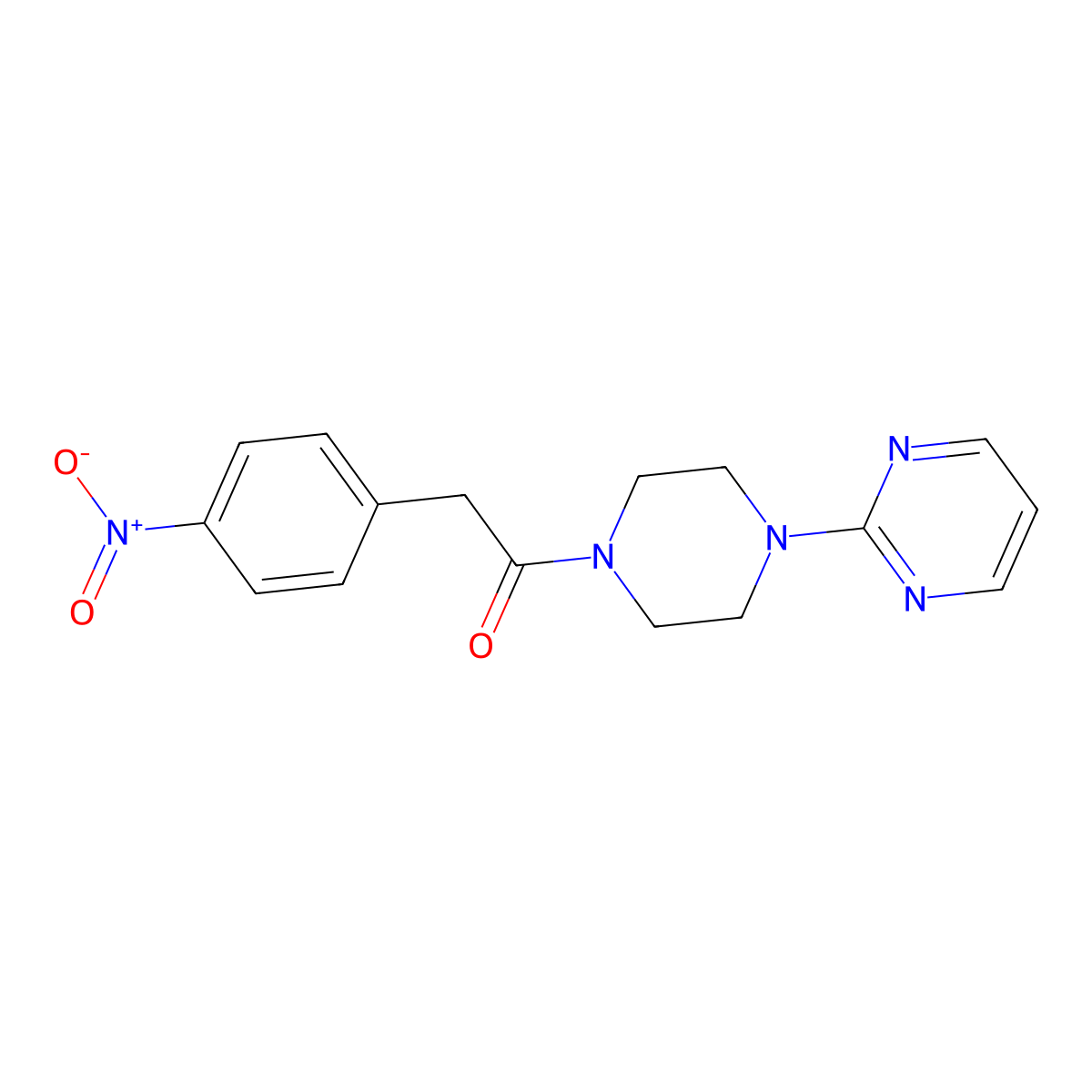 2-(4-Nitrophenyl)-1-(4-(pyrimidin-2-yl)piperazin-1-yl)ethanone molecular structure, CAS 546120-86-9