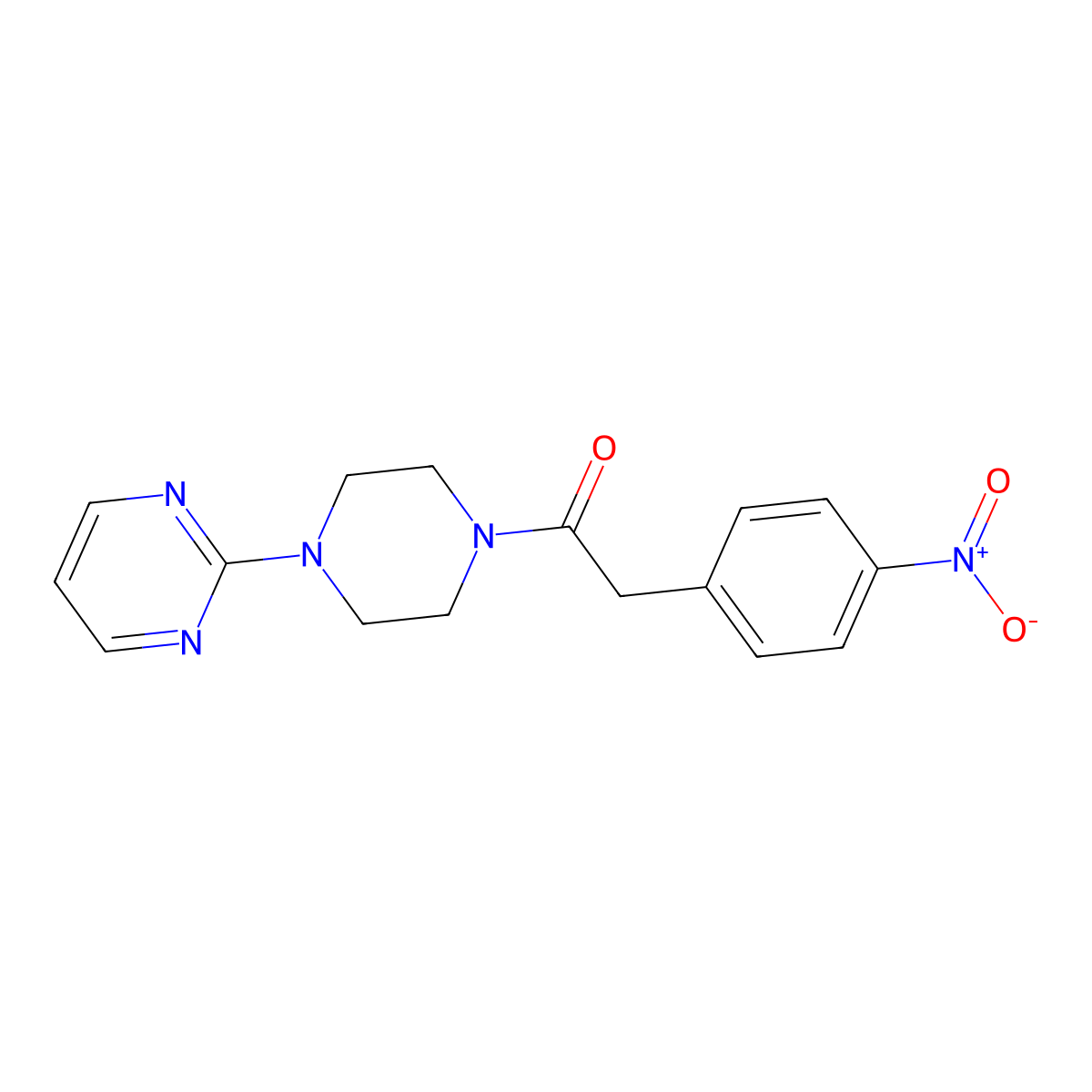 2-(4-Nitrophenyl)-1-(4-(pyrimidin-2-yl)piperazin-1-yl)ethanone molecular structure, CAS 546120-86-9